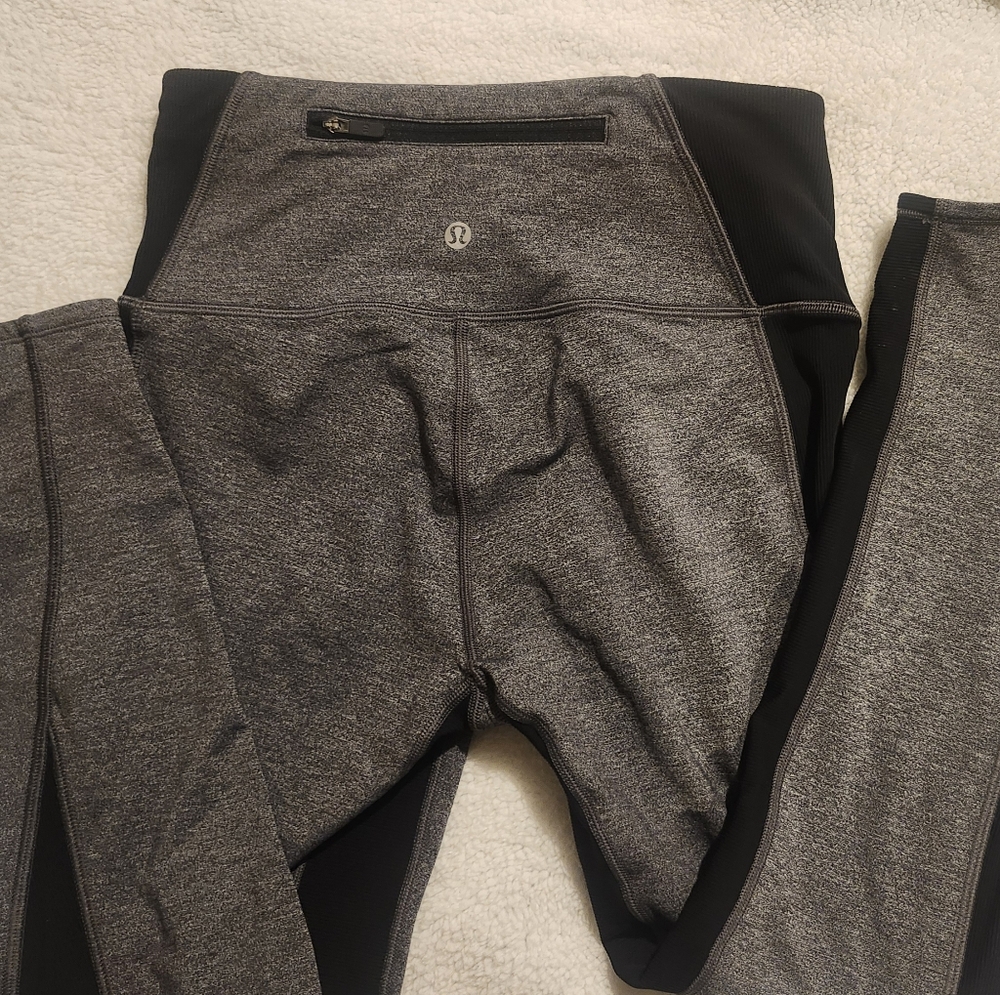 Lululemon Athletica On Your Mark Crop Leggings Heathered Black.